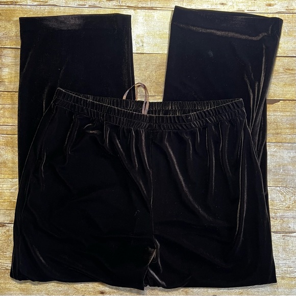 R&M Richards Pants - R&M Richards Woman Brown Velvet Wide Leg Pants Elastic Waist Plus Size 16W 33378
